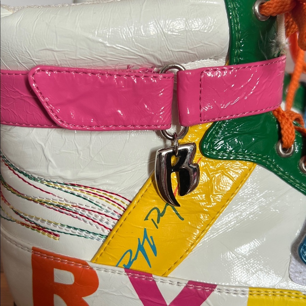 Statement RYD Multicolored High Top Sneakers - Rainbow Retro Vibe Size 10 - Picture 5 of 10